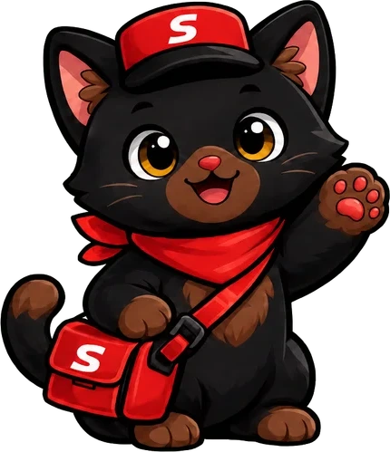 Mascote do SDelivery acenando